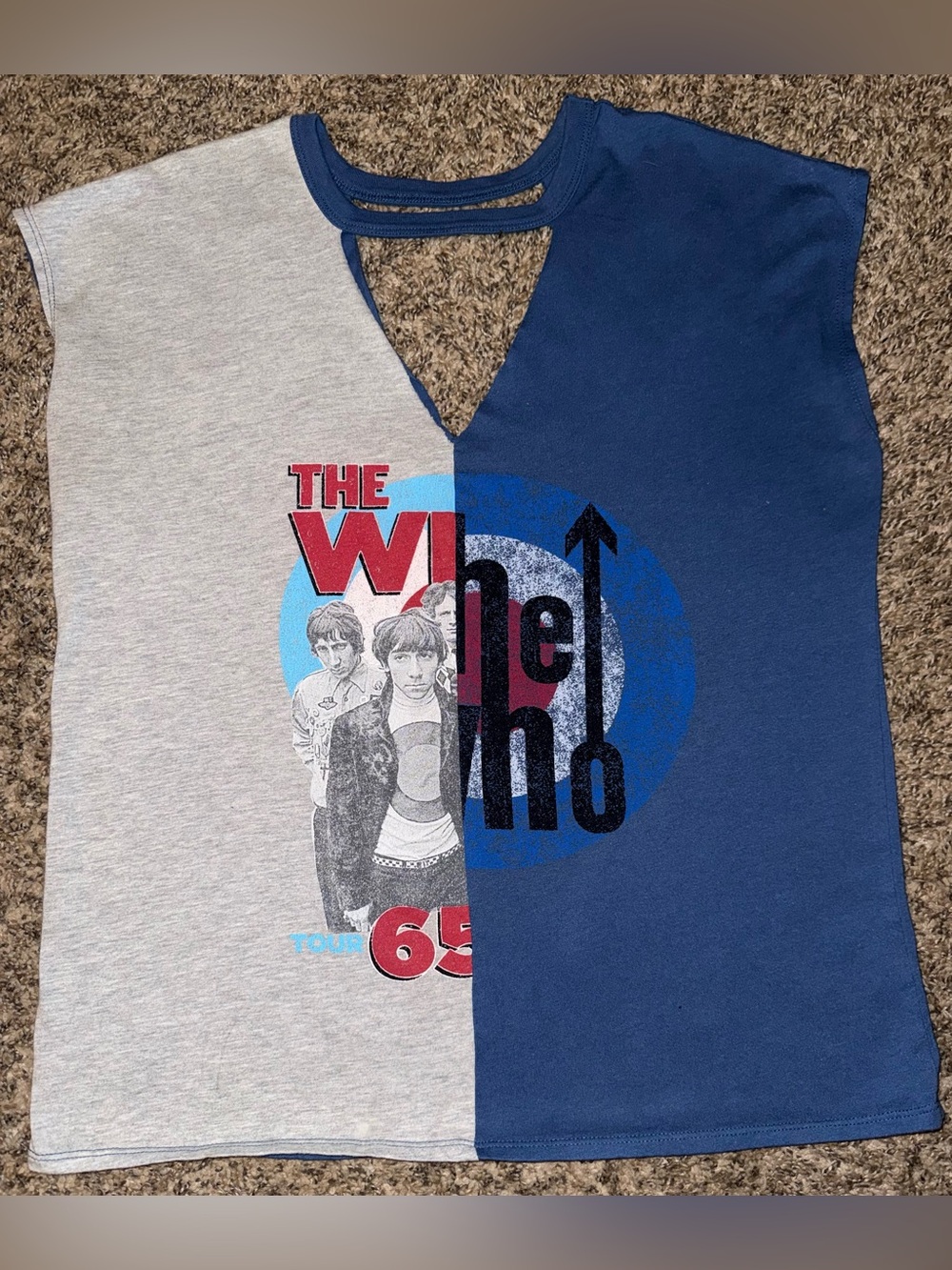 The Who Split-Panel Cage Top V-Neck Short Sleeve Tank